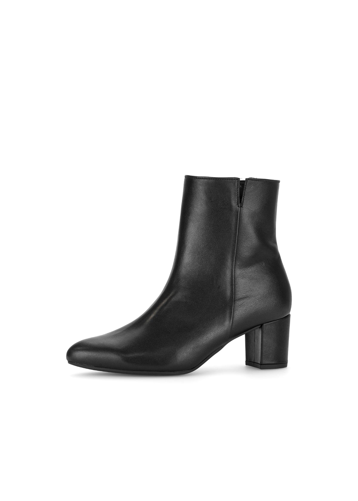 Lace-free ankle boots with a block heel - black leather