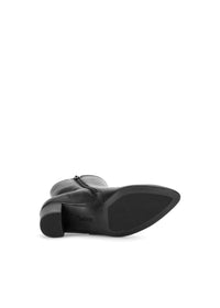 Lace-free ankle boots with a block heel - black leather