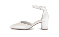 Sandaletter med klack - pärlvitt läder