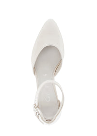 Sandaletter med klack - pärlvitt läder