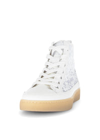 Varrelliset pitsitennarit - valkoinen nahka ja pitsikangas