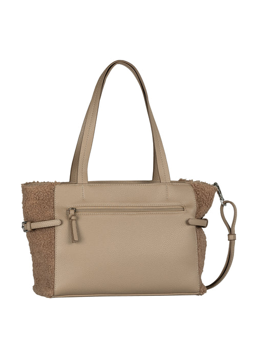 Naisten olkalaukku - Noelle, vaaleanruskea, karvareunukset