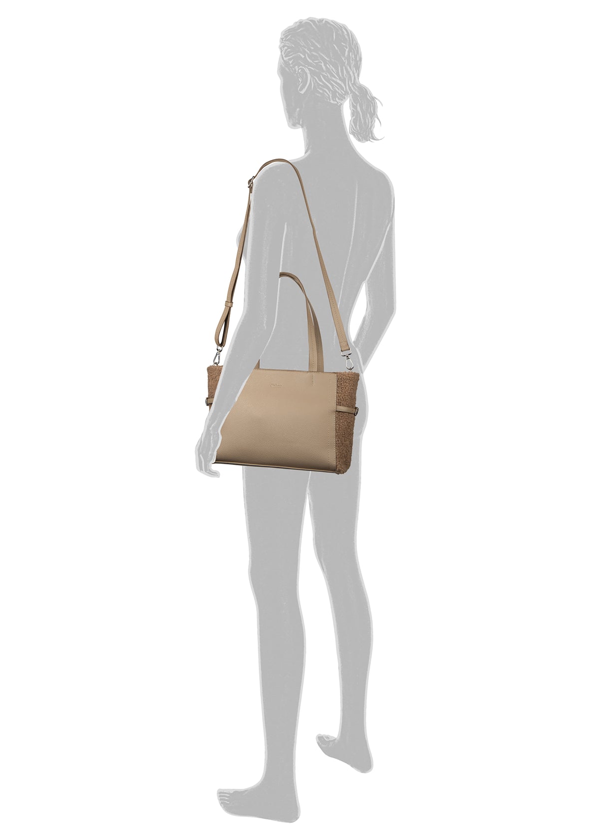 Damväska - Noelle, ljusbrun, pälskanter