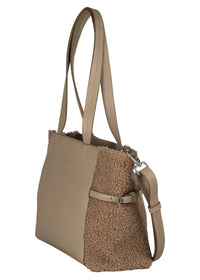 Damväska - Noelle, ljusbrun, pälskanter