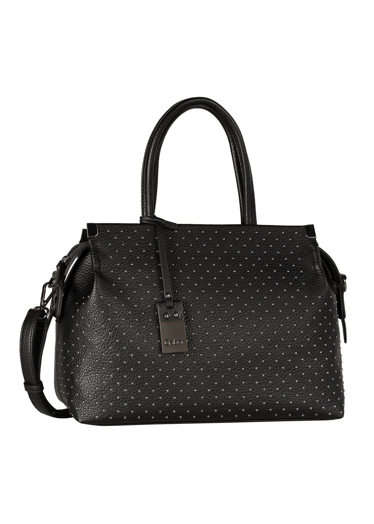 Naisten olkalaukku - Gela, musta, pieniä metalliniittejä