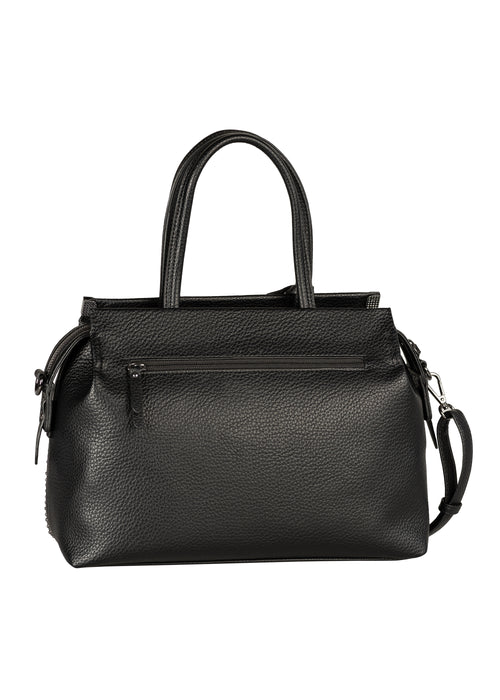 Naisten olkalaukku - Gela, musta, pieniä metalliniittejä