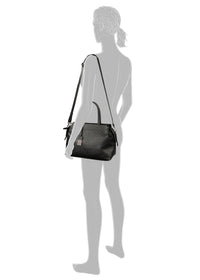 Naisten olkalaukku - Gela, musta, pieniä metalliniittejä