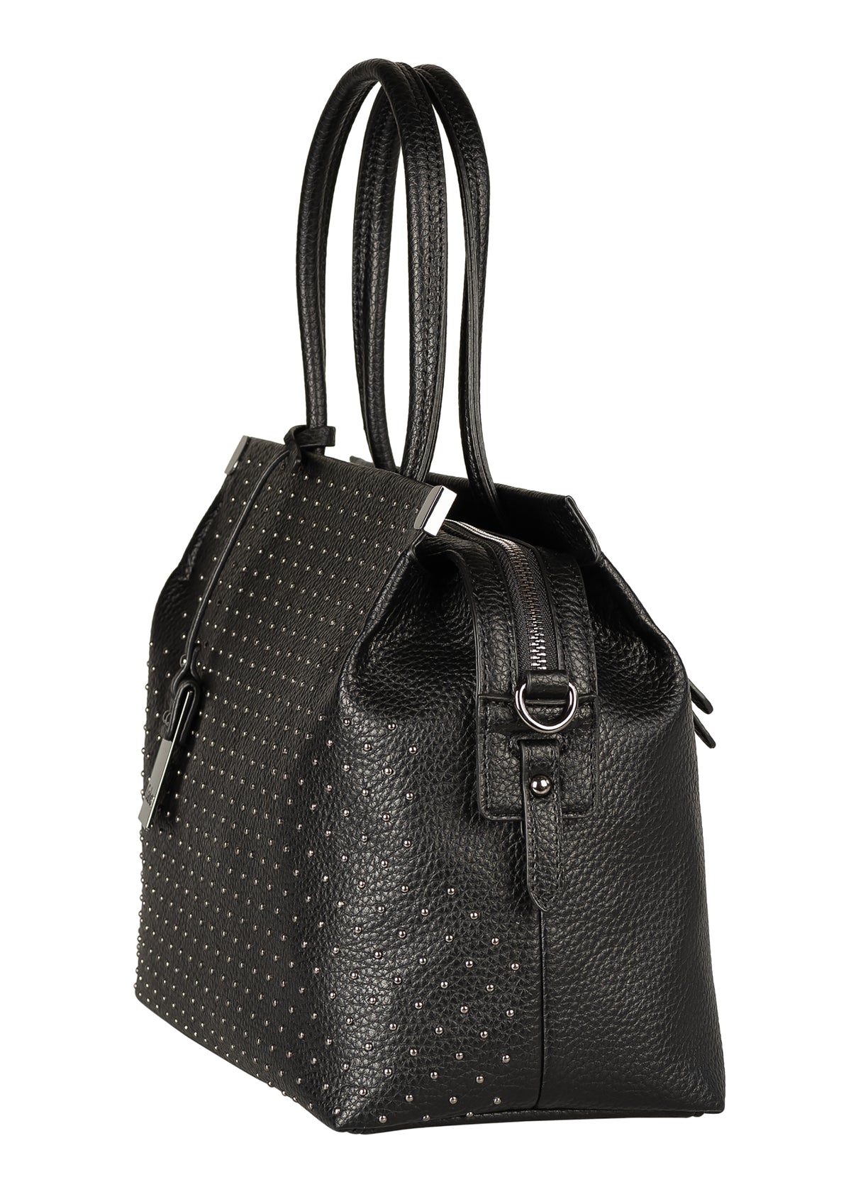 Naisten olkalaukku - Gela, musta, pieniä metalliniittejä