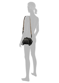 Naisten pieni olkalaukku - Silena, musta, leopardikuvioinen olkahihna