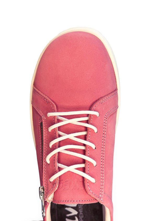 Nauhalliset kävelykengät - vaaleanpunainen nahka, leveä lesti