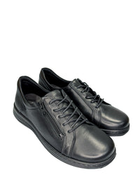 Nauhalliset kävelykengät - musta nahka, leveä lesti