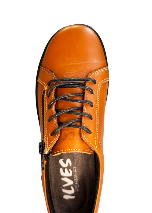 Nauhalliset kävelykengät - ruskea nahka, leveä lesti