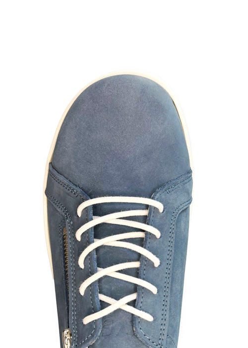 Nauhalliset kävelykengät - sininen nahka, leveä lesti