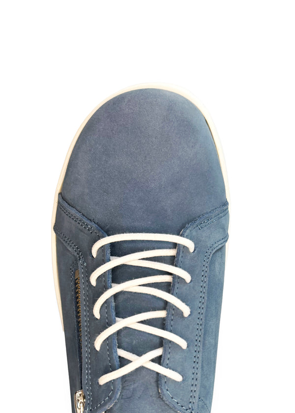 Nauhalliset kävelykengät - sininen nahka, leveä lesti