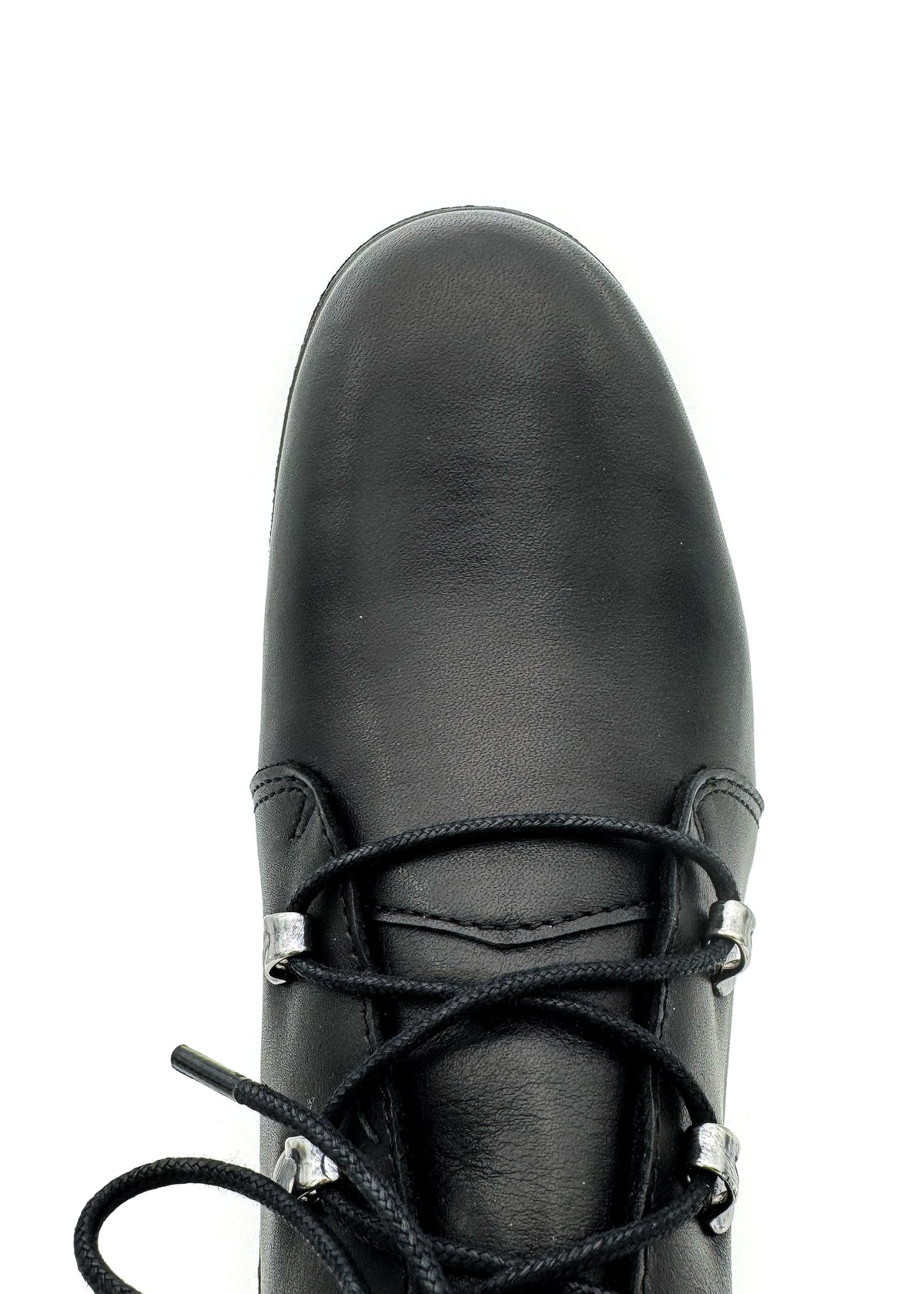 Ankelboots med klack - svart läder, bred bredd