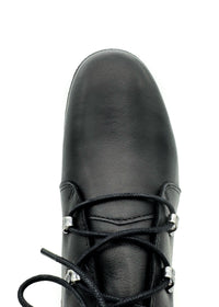 Ankelboots med klack - svart läder, bred bredd