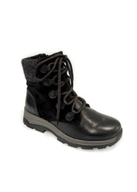 Winter ankle boots with a grippy friction sole - black leather, wide last