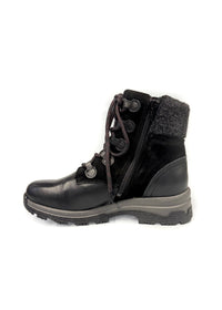 Winter ankle boots with a grippy friction sole - black leather, wide last