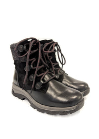 Winter ankle boots with a grippy friction sole - black leather, wide last