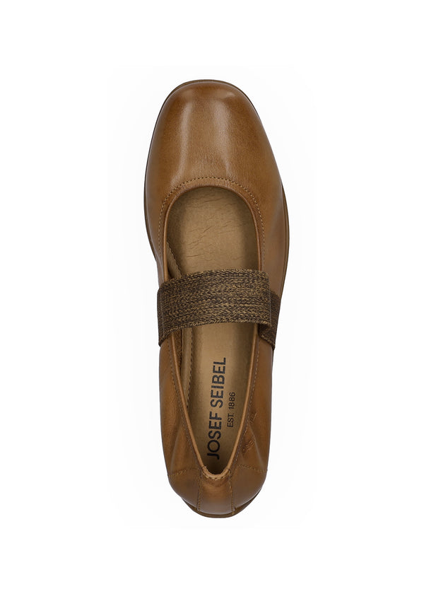 Ballerinat joustoremmillä - konjakinruskea nahka, Fenja