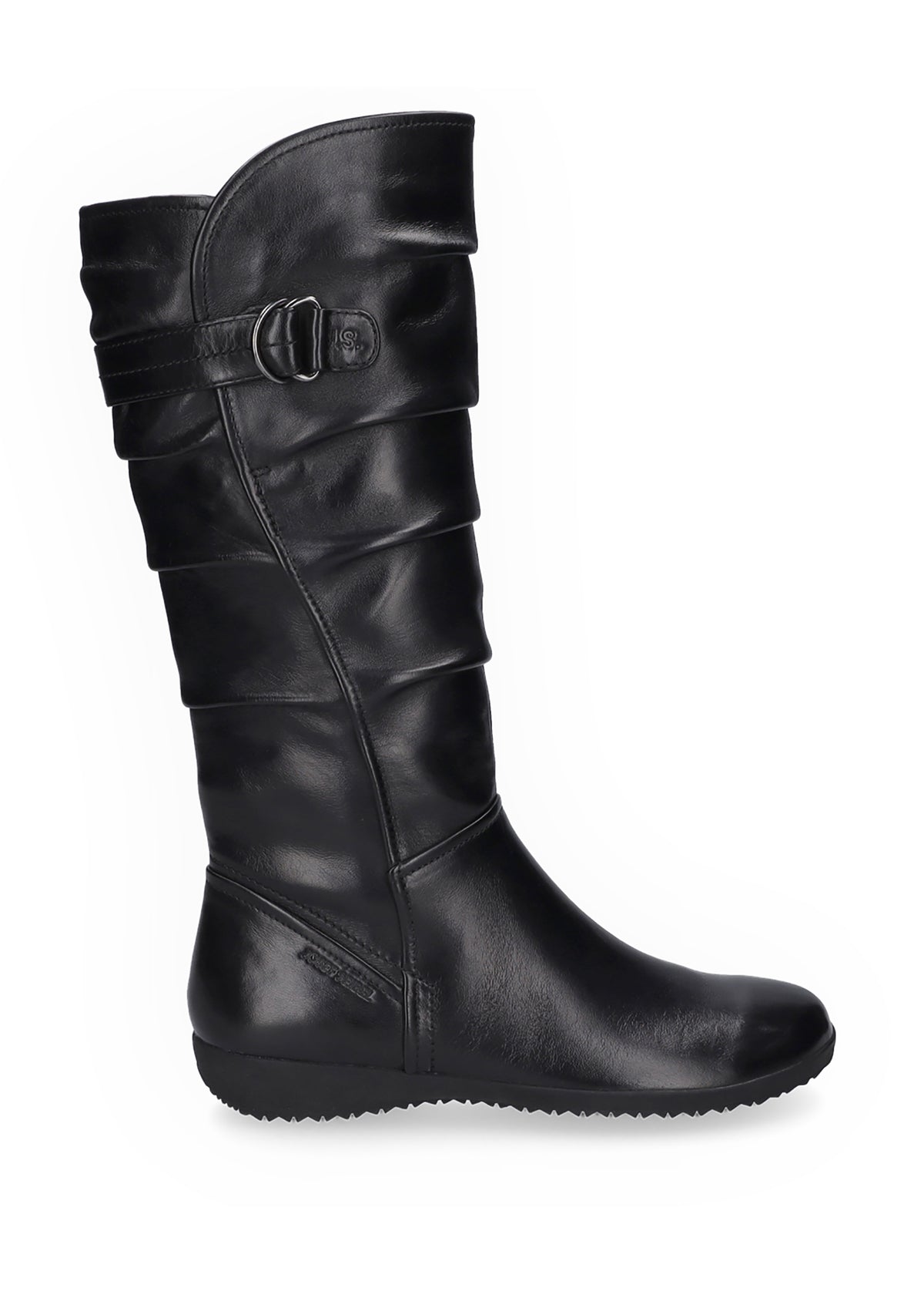 Boots - black leather, decorative buckle, Naly 23