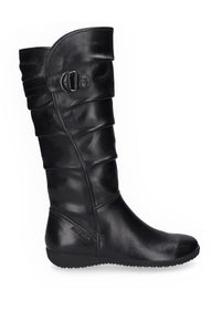 Boots - black leather, decorative buckle, Naly 23