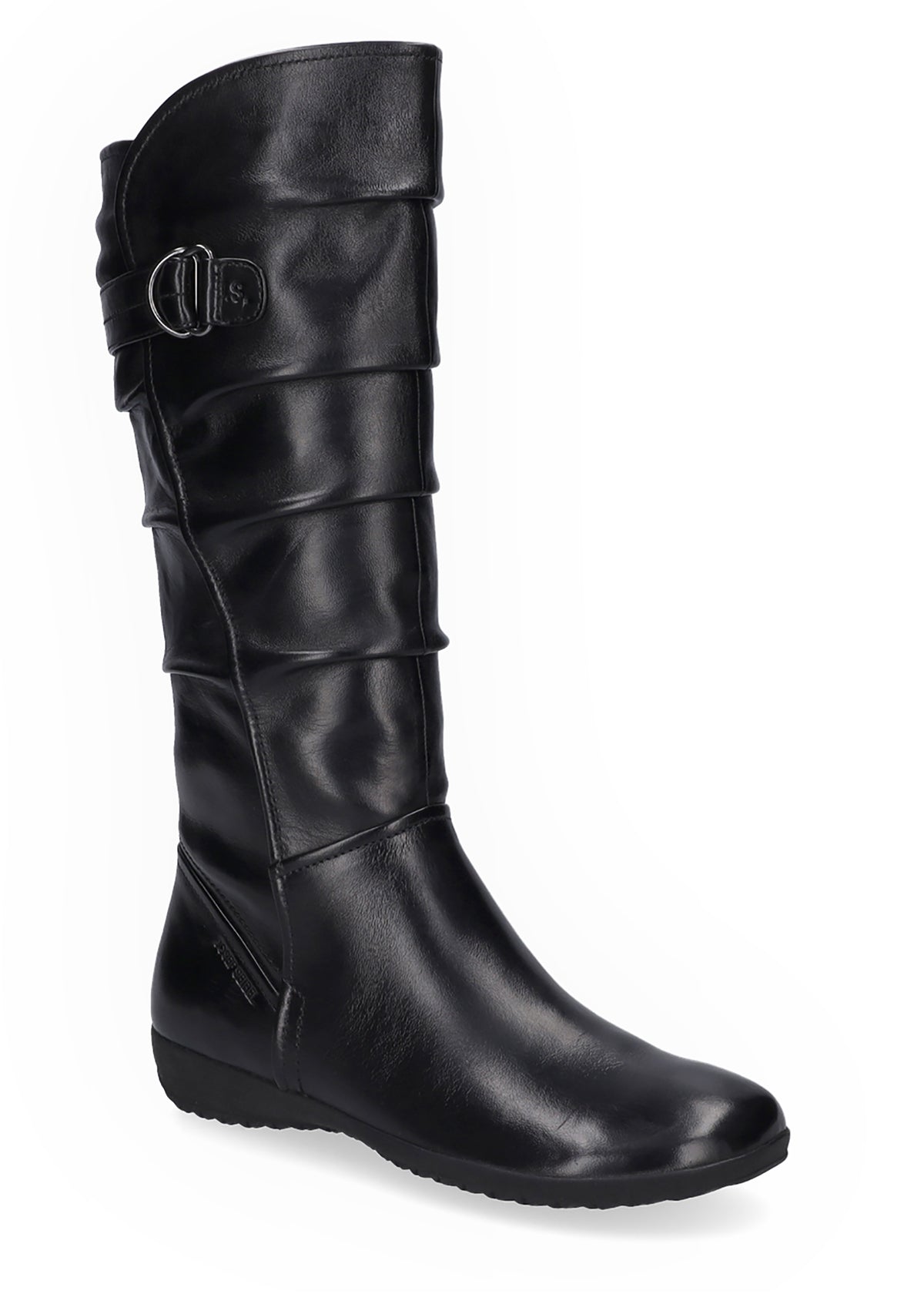Boots - black leather, decorative buckle, Naly 23