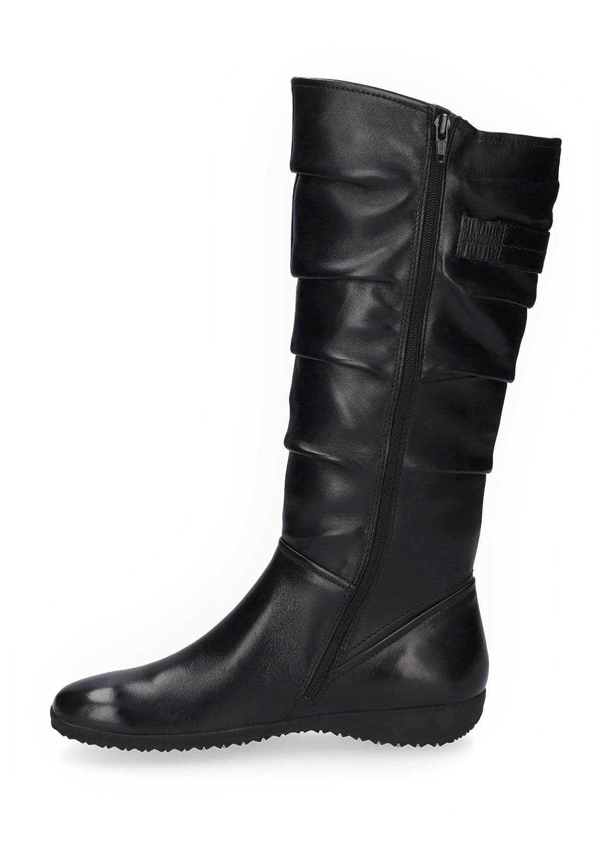 Boots - black leather, decorative buckle, Naly 23