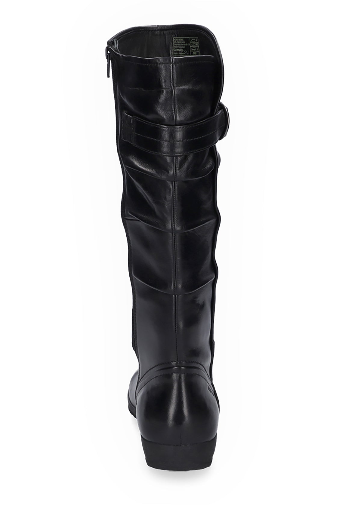 Boots - black leather, decorative buckle, Naly 23