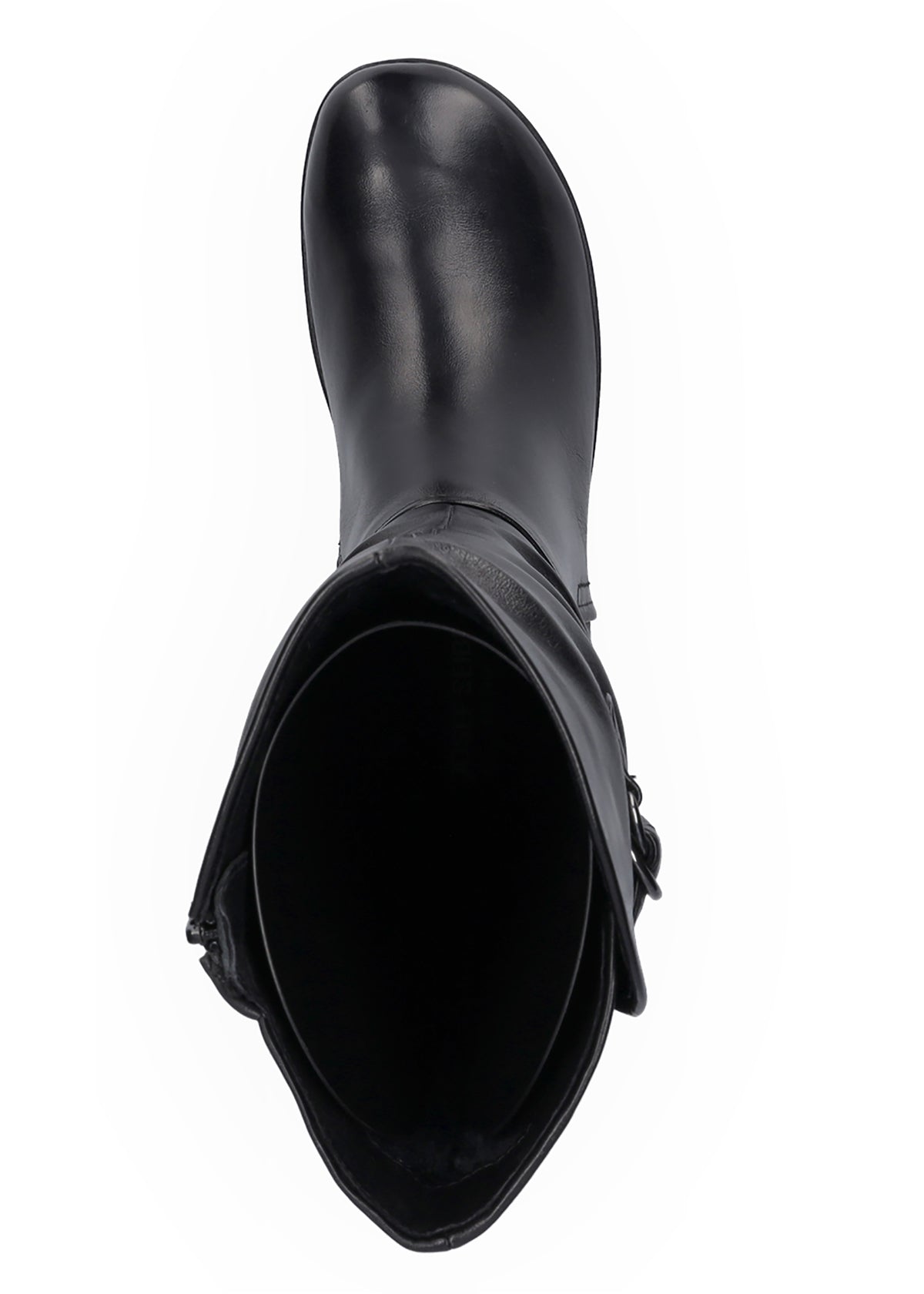 Boots - black leather, decorative buckle, Naly 23