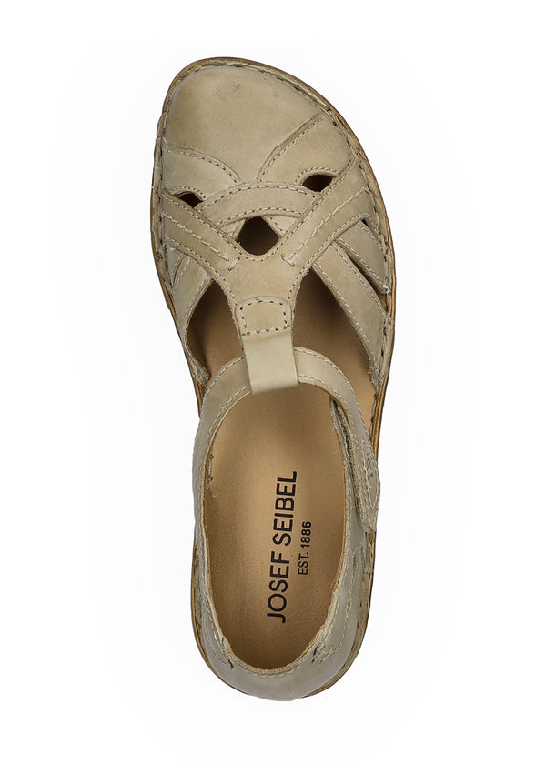 Sandals with closed toe - cream light leather, Rosalie 29