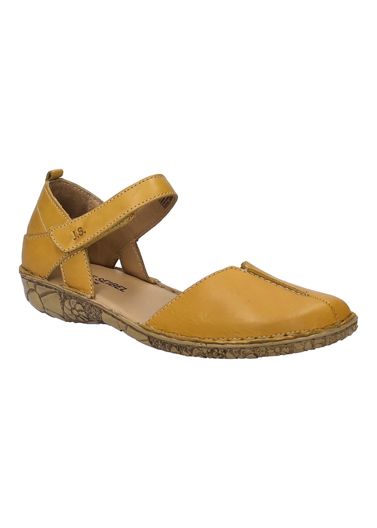Closed toe sandals - yellow leather, Rosalie 42