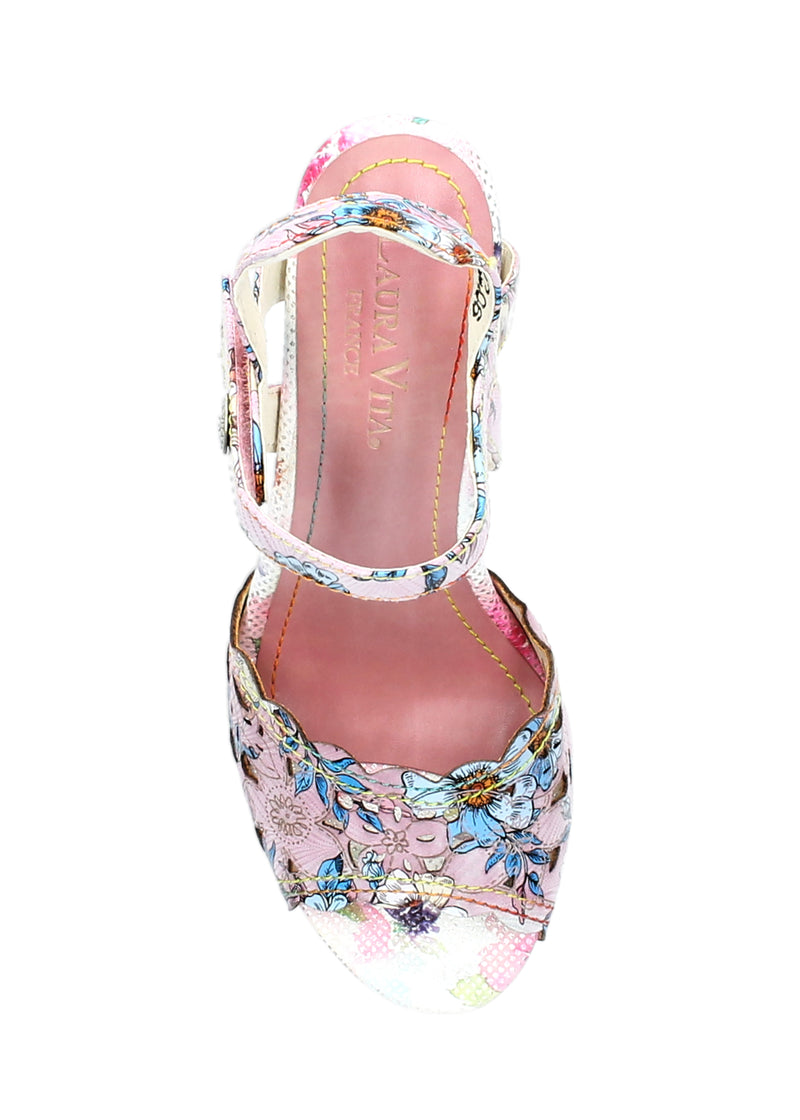 Heeled sandals - Albane 51, pink-lilac flowers