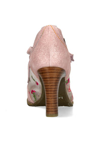 High heels with strap - Alcbaneo 04, powder-toned leather, floral fabric