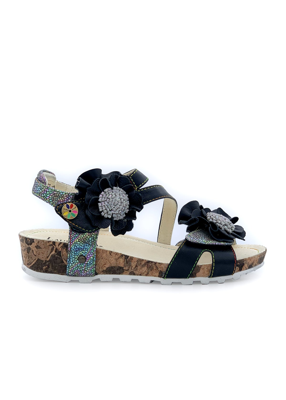 Rose sandals - Brcyano 68, black leather, silver patterns