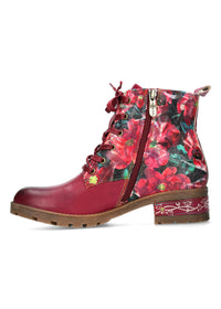 Bow ankle boots - Elcodieo 0422, powder-tone leather, floral patterns