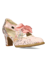 Bow ankle boots - Elcodieo 0422, powder-tone leather, floral patterns