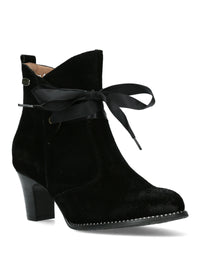 Bow ankle boots - Elcodieo 0422, powder-tone leather, floral patterns