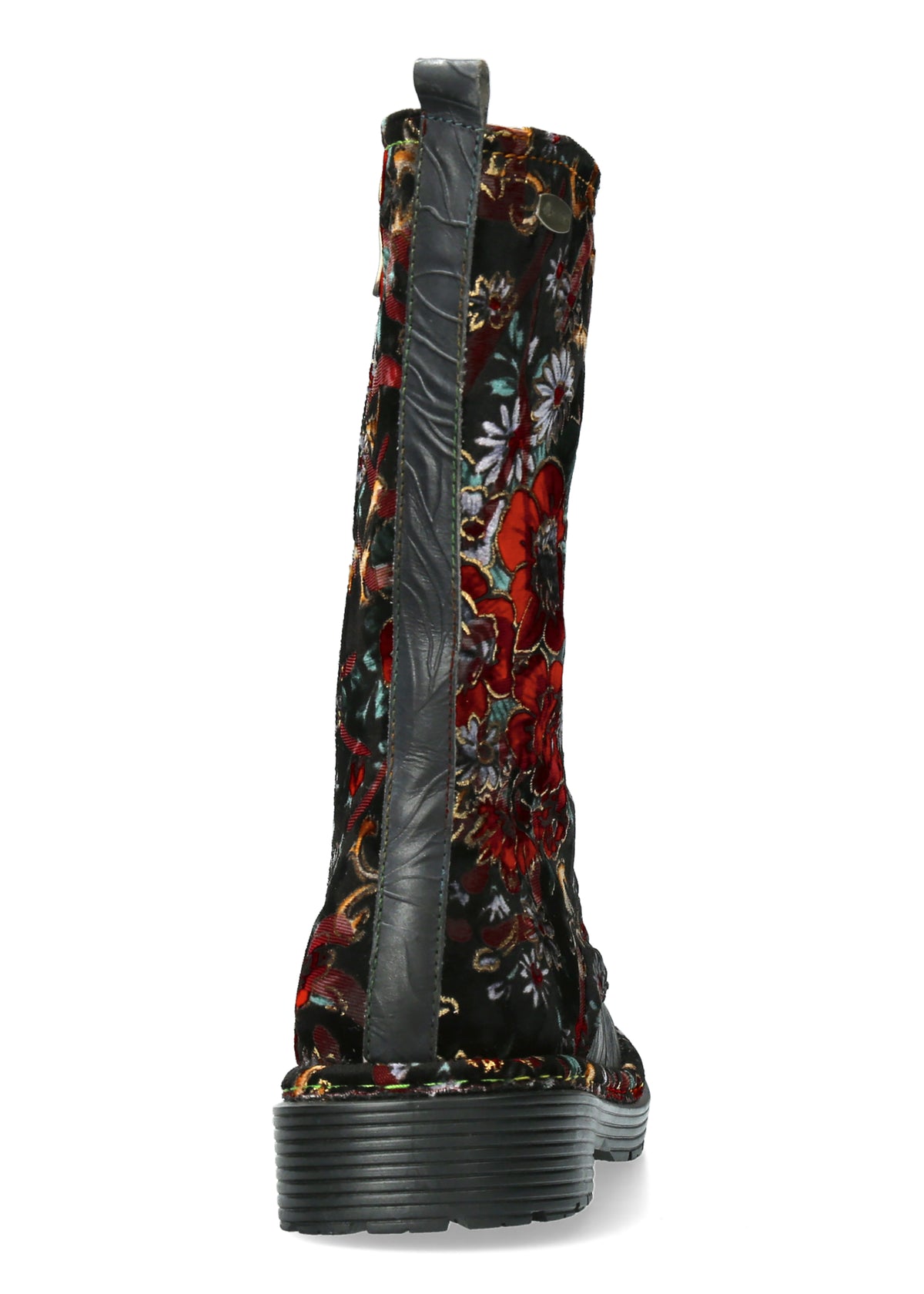 Long shaft boots - Incaso 18, black leather, floral fabric