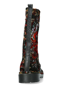 Long shaft boots - Incaso 18, black leather, floral fabric