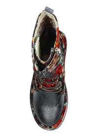 Long shaft boots - Incaso 18, black leather, floral fabric