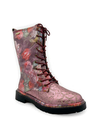 Long shaft boots - Incaso 18, pink shiny leather, floral patterns