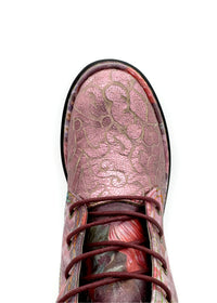 Long shaft boots - Incaso 18, pink shiny leather, floral patterns