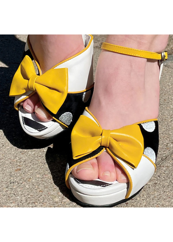 High heels, sandals - Angie Lasting, gold-toned and black leather