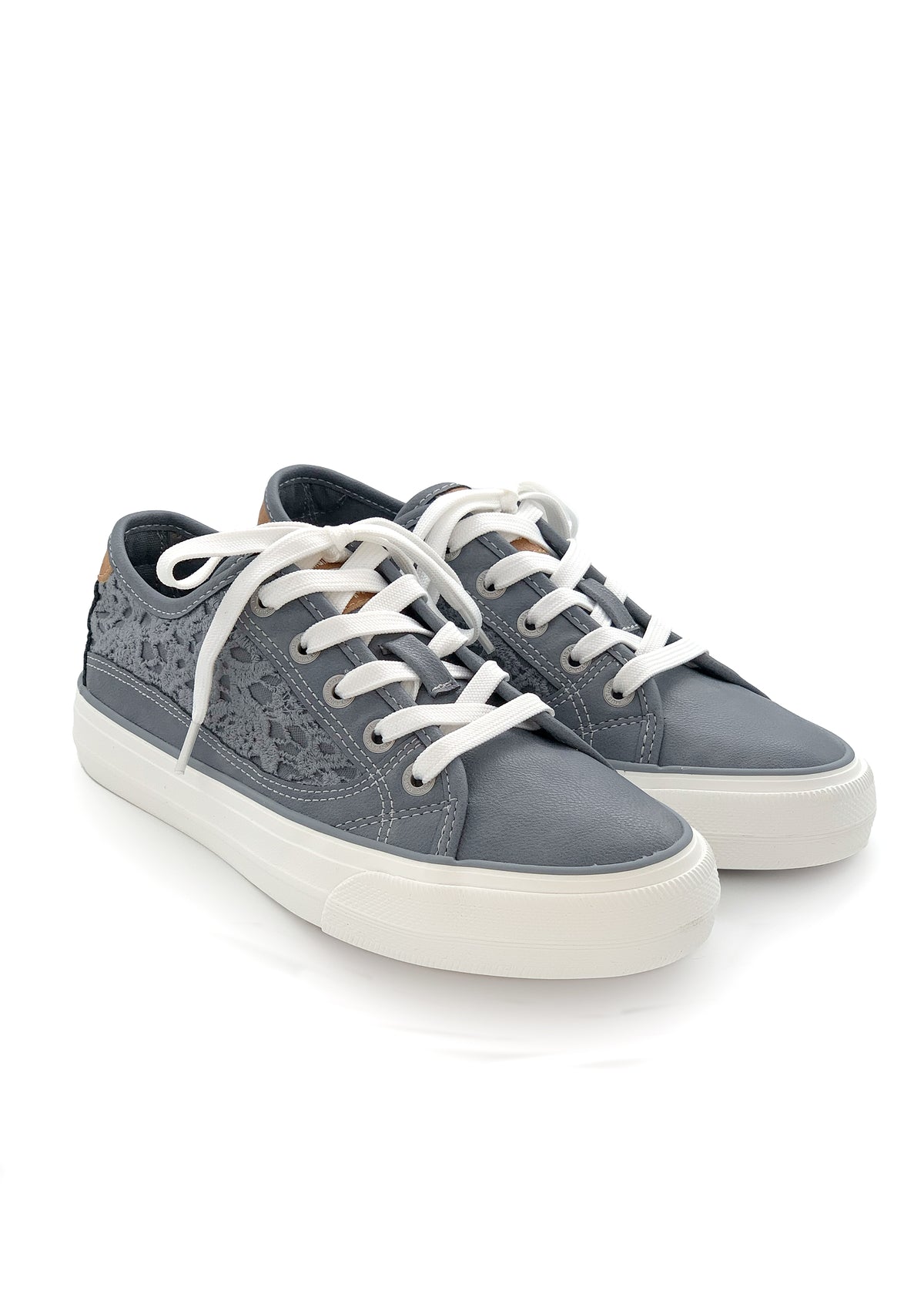 Lace sneakers - blue-grey, vegan