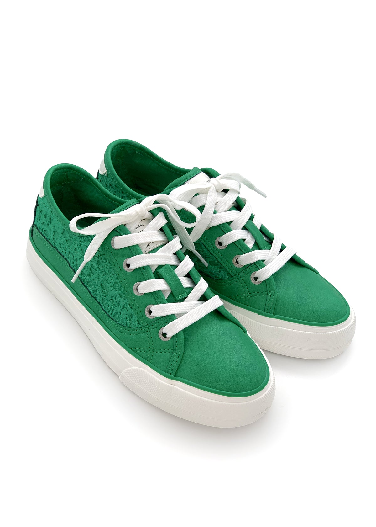 Lace sneakers - green, vegan