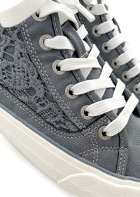 Lace-up sneakers with straps - blue-grey, vegan