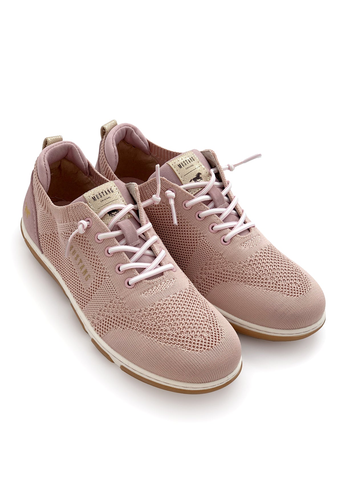 Sneakers with elastic bands - pink textile