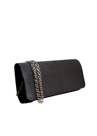 Women's evening bag - black satin, straight-line model