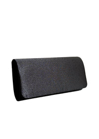 Women's evening bag - black satin, straight-line model